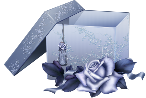 This png image - Large Blue Gift Box with Blue Rose, is available for free download