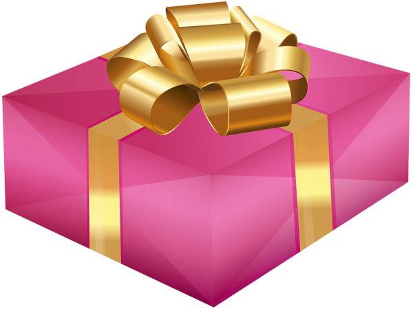 This png image - Pink Gift Box with Gold Bow PNG Clipart, is available for free download