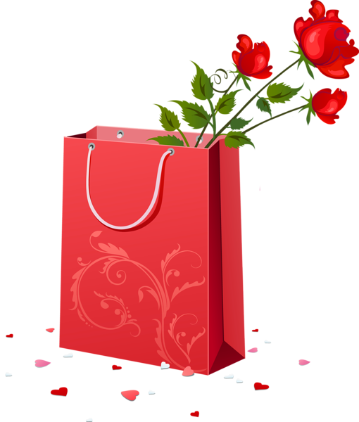 This png image - Red Gift Bag with Roses PNG Clipart, is available for free download