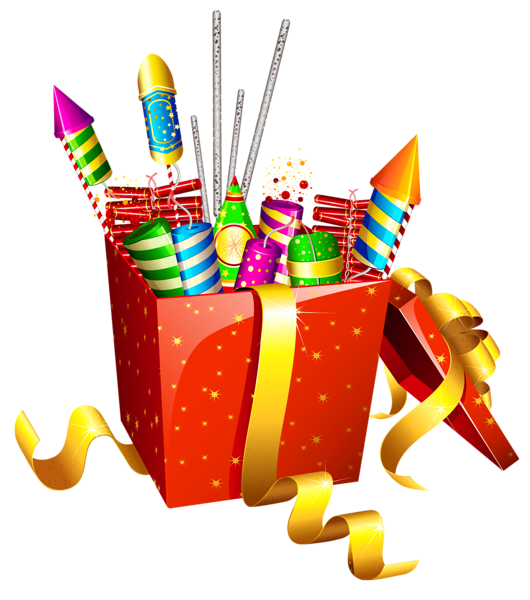 This png image - Red Present Box with Fireworks PNG Clipart, is available for free download