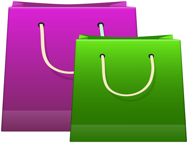 This png image - Two Green Purple Gift Bags PNG Clipart, is available for free download