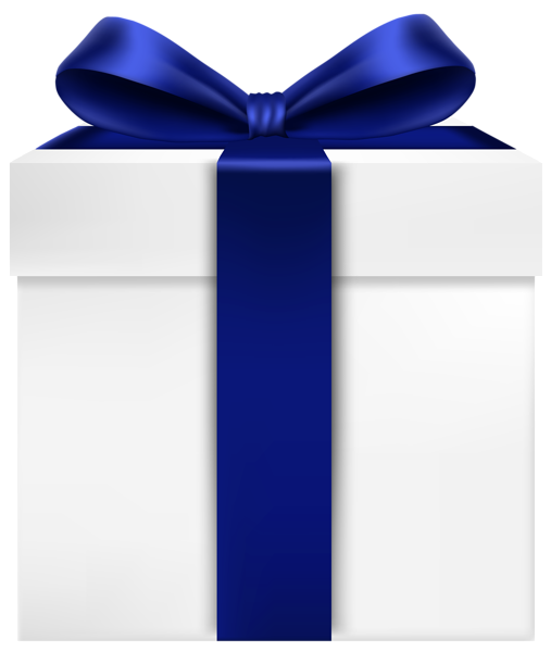 This png image - White Gift Box with Blue Bow Transparent PNG Clip Art Image, is available for free download