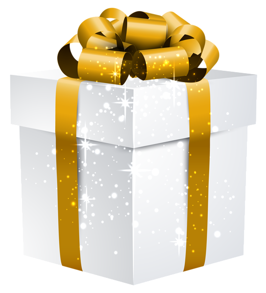This png image - White Shining Gift Box with Gold Bow PNG Clipart Image, is available for free download