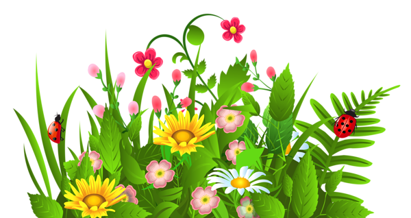 This png image - Cute Grass and Flowers PNG Clipart, is available for free download