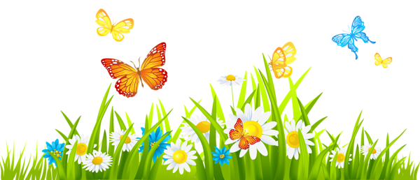 This png image - Grass Ground with Flowers and Butterflies PNG Clipart, is available for free download
