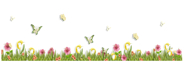 This png image - Grass with Butterflies and Flowers PNG Clipart, is available for free download