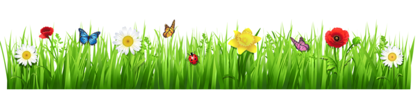 This png image - Spring Grass with Flowers PNG Clipart Picture, is available for free download