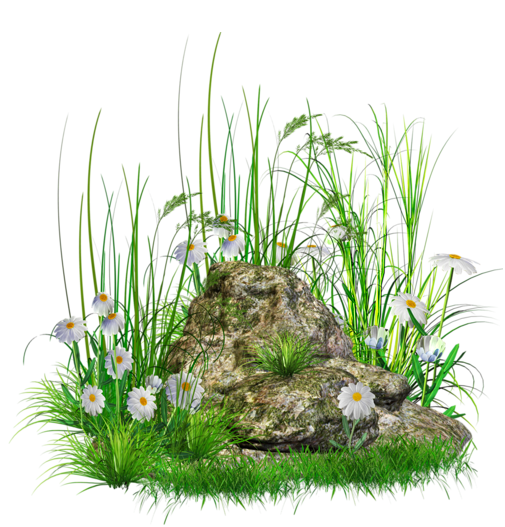 This png image - Stone with Grass and Flowers png Clipart, is available for free download