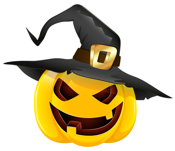 This png image - Halloween Evil Pumpkin with Witch Hat Clipart, is available for free download