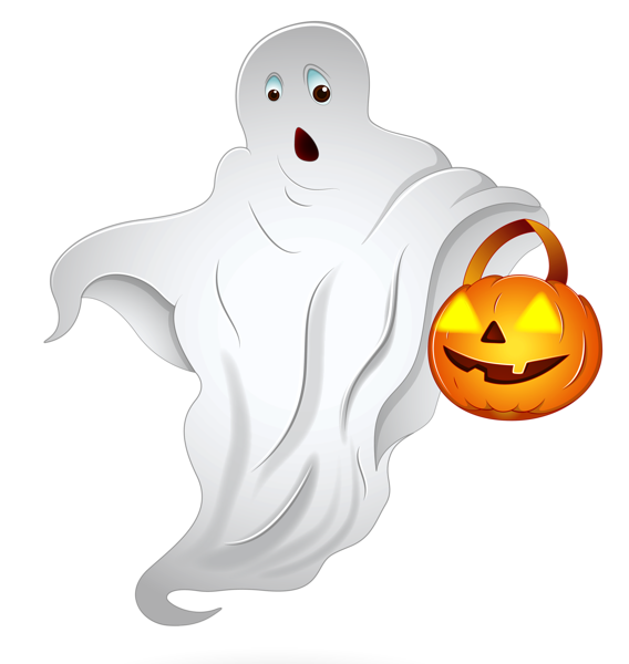 This png image - Halloween Ghost with Pumpkin Basket PNG Clipart, is available for free download