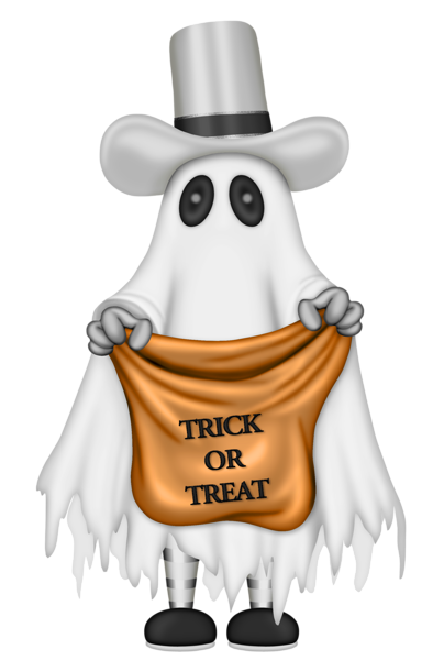 This png image - Halloween Ghost with Trick or Treat Bag, is available for free download