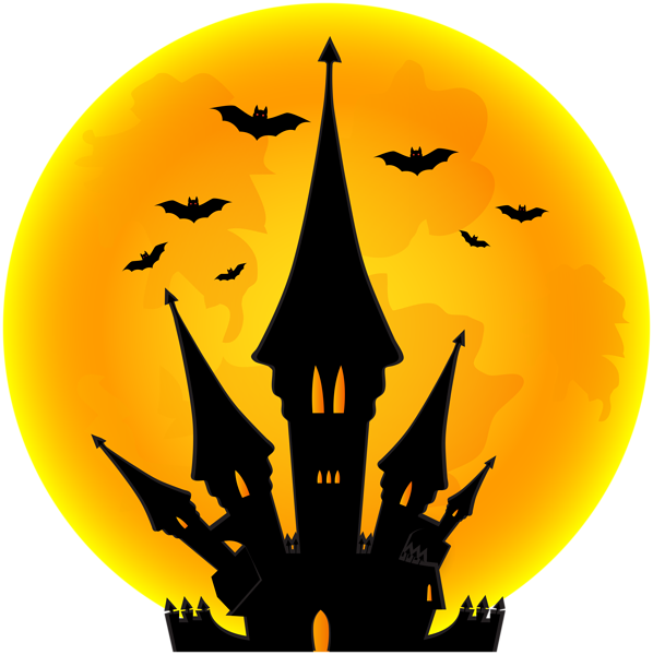 This png image - Halloween Moon and Castle PNG Clip Art Image, is available for free download