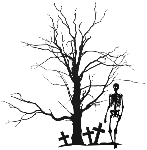 This png image - Halloween Tree and Skeleton PNG Clipart Image, is available for free download