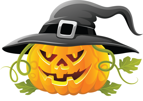 This png image - Large Transparent Halloween Pumpkin with Witch Hat Clipart, is available for free download