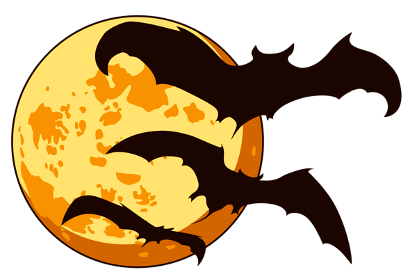 This png image - Orange Halloween Moon with Bats PNG Clipart, is available for free download