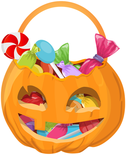 This png image - Pumpkin Basket with Candy Clip Art Image, is available for free download