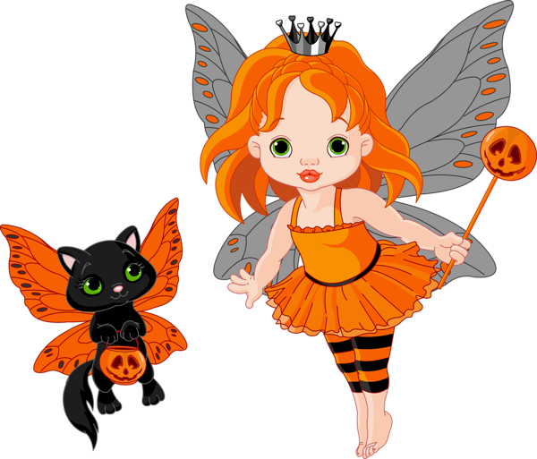 This png image - Transparent Halloween Fairy and Cat, is available for free download