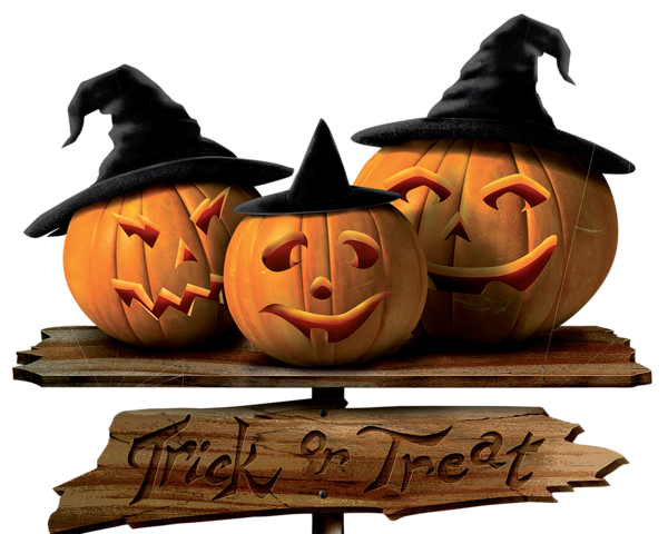 This png image - Trick or Treat Sign with Pumpkins PNG Picture, is available for free download