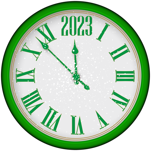 This png image - 2023 New Year Green Clock Tree PNG Clipart, is available for free download