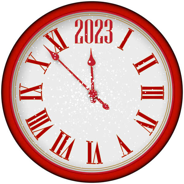 This png image - 2023 New Year Red Clock Tree PNG Clipart, is available for free download