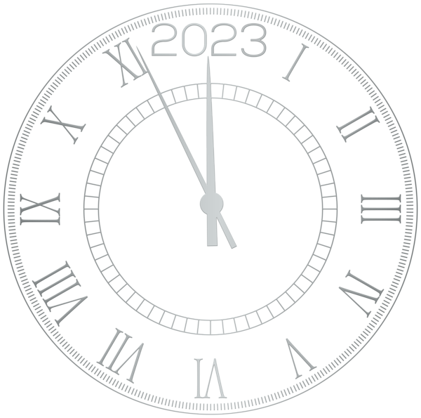 This png image - 2023 Silver New Year Clock Clipart, is available for free download