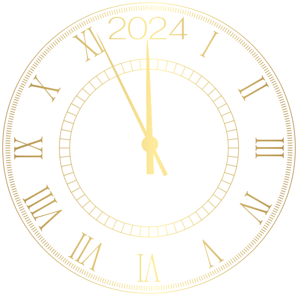 This png image - 2024 Decorative New Year Clock Clip Art, is available for free download