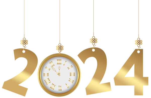 This png image - 2024 Gold Clock PNG Clipart, is available for free download