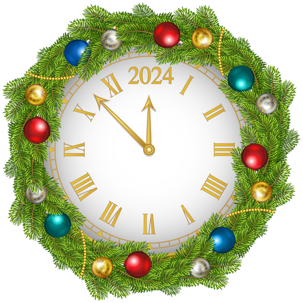 This png image - 2024 New Year Clock PNG Clipart.png, is available for free download