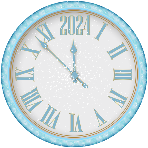 This png image - 2024 New Year Snowy Clock PNG Clipart, is available for free download