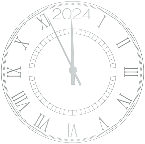 This png image - 2024 Silver New Year Clock Clipart, is available for free download