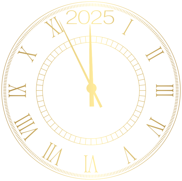 This png image - 2025 Decorative New Year Clock Clip Art, is available for free download