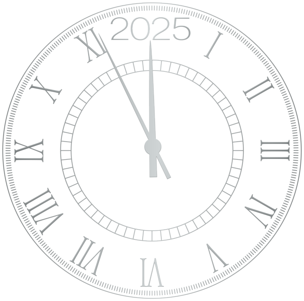 This png image - 2025 Silver New Year Clock Clipart, is available for free download