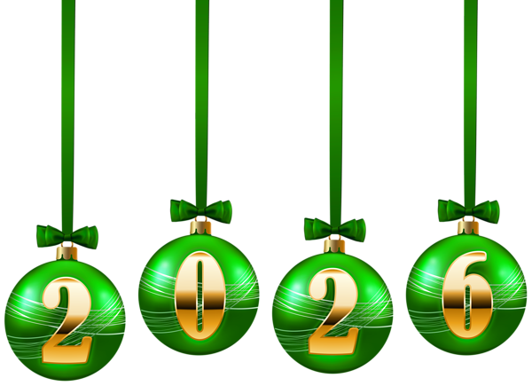 This png image - 2026 Christmas Balls Green PNG Clipart, is available for free download