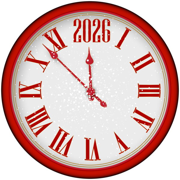 This png image - 2026 New Year Red Clock PNG Clipart, is available for free download