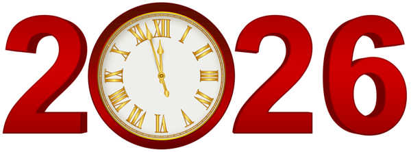 This png image - 2026 Red Clock Transparent Clip Art Image, is available for free download
