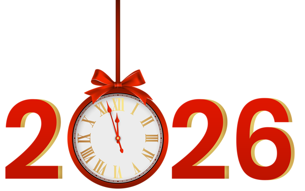 This png image - 2026 with Clock Red PNG Clipart, is available for free download