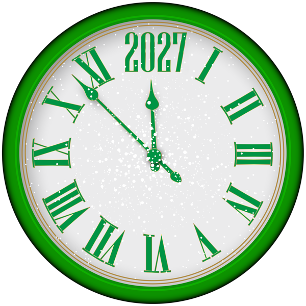 This png image - 2027 New Year Green Clock PNG Clipart, is available for free download