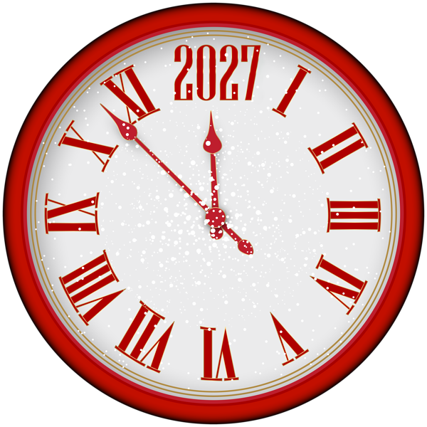 This png image - 2027 New Year Red Clock PNG Clipart, is available for free download