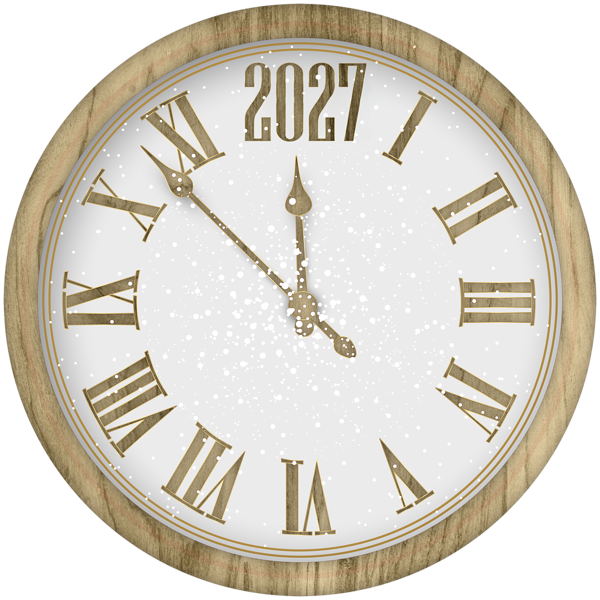 This png image - 2027 New Year Wood Clock PNG Clipart, is available for free download