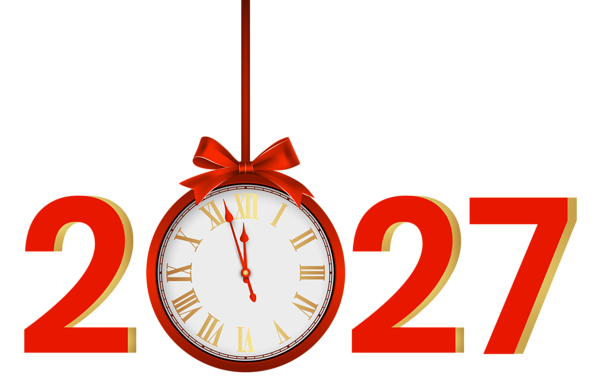 This png image - 2027 with Clock Red PNG Clipart, is available for free download