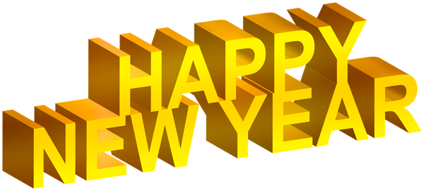 This png image - Happy New Year 3D Yellow Text PNG Clipart, is available for free download