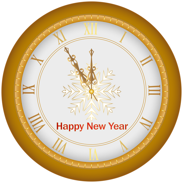 This png image - Happy New Year Clock Gold Clip Art Image, is available for free download
