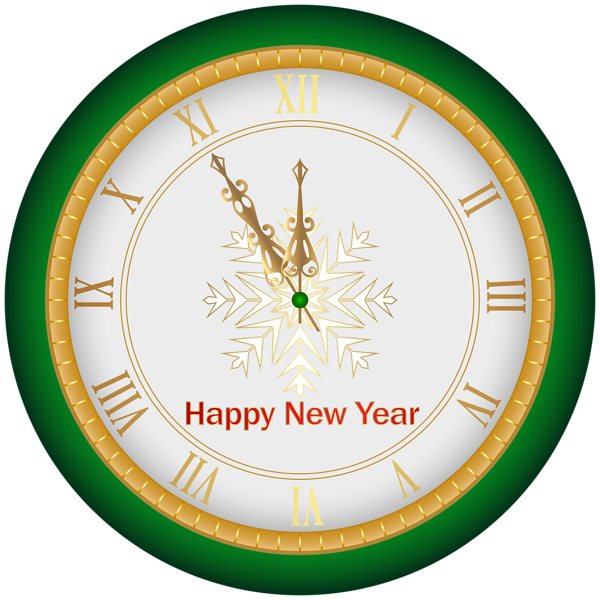 This png image - Happy New Year Clock Green Clip Art Image, is available for free download