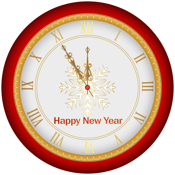 This png image - Happy New Year Clock Red Clip Art Image, is available for free download
