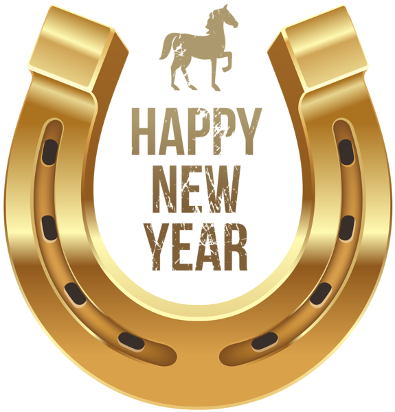 This png image - Happy New Year with Horse and Horseshoe PNG Clipart, is available for free download