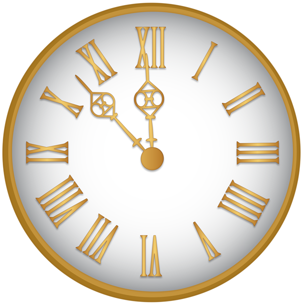 This png image - New Year Clock Gold PNG Clipart, is available for free download