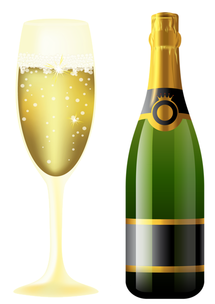 This png image - New Year Sparkling Wine and Glass, is available for free download