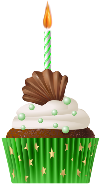 This png image - Birthday Muffin Green with Candle PNG Clip Art, is available for free download