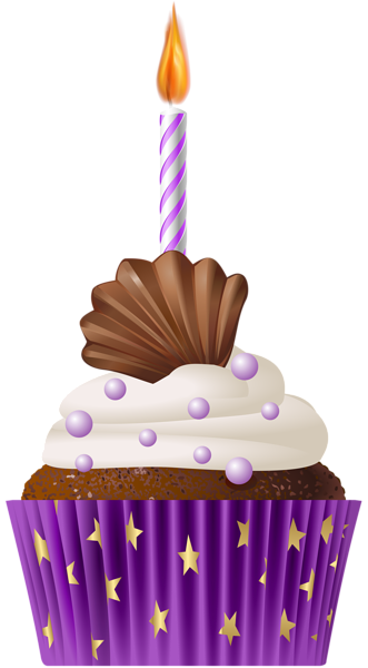 This png image - Birthday Muffin Purple with Candle PNG Clip Art, is available for free download