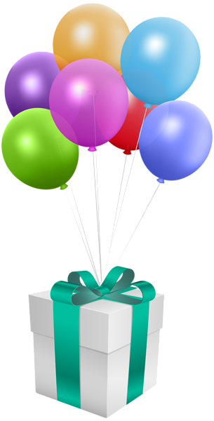 This png image - Gift with Balloons Transparent PNG Clip Art Image, is available for free download